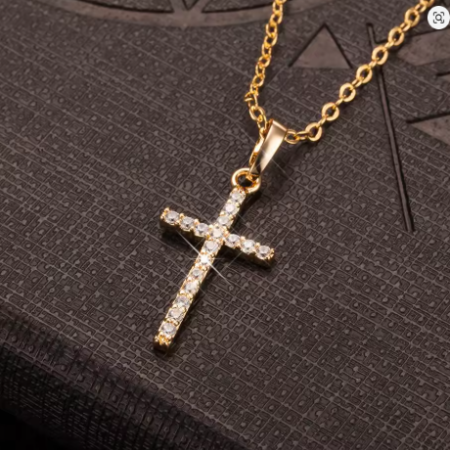 Jesus Cross Pendant Necklace Jewelry For Men Or Women Gold