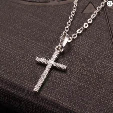 Jesus Cross Pendant Necklace Jewelry For Men Or Women Silver